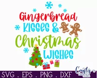 Colorful Christmas Svg Round Sign, Gingerbread Kisses Product Image 2