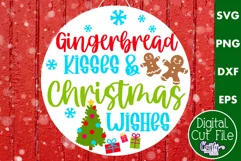 Colorful Christmas Svg Round Sign, Gingerbread Kisses Product Image 1