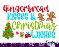 Gingerbread Kisses Christmas Wishes Farmhouse Sign Svg Product Image 2