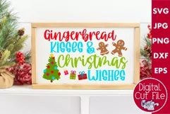 Gingerbread Kisses Christmas Wishes Farmhouse Sign Svg Product Image 1