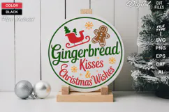 Gingerbread Kisses & Christmas Wishes SVG | Christmas Sign Product Image 1