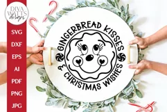 Gingerbread Kisses & Christmas Wishes SVG | Round Design Product Image 7