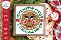 Gingerbread Kisses & Christmas Wishes SVG | Round Design Product Image 3