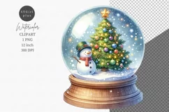 Snow globe clipart, Watercolor clipart, Snowman clipart Product Image 1