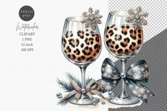 Wine glasses clipart, Christmas clipart, Winter clipart Product Image 1
