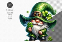St Patrick Gnomes Clipart, Watercolor Clipart Product Image 1