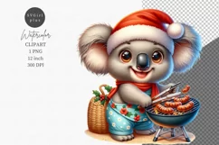 Baby koala clipart, Australian animal, Christmas on beach Product Image 1