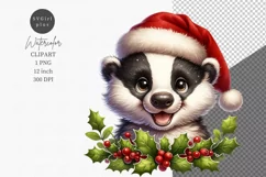 Baby badger clipart, Christmas clipart, Watercolor clipart Product Image 1