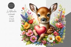 Baby deer clipart, Valentines Day clipart, Deer clipart Product Image 1