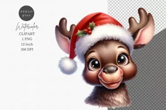 Baby moose clipart, Christmas clipart, Watercolor clipart Product Image 1