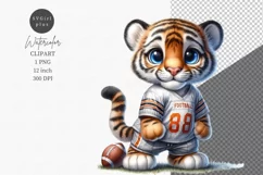 Little tiger football player clipart, Nursery clipart, Product Image 1
