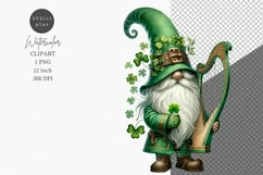 Gnome clipart, Celtic harp clipart, Irish gnome clipart Product Image 1