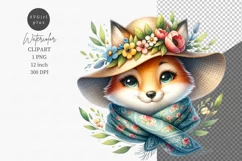 Cute fox clipart, Animals clipart, Watercolor clipart. Product Image 1