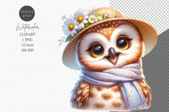Owl clipart, Spring clipart, Watercolor clipart Product Image 1