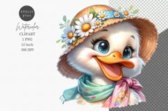 Duckling clipart, Spring clipart, Watercolor clipart. Product Image 1