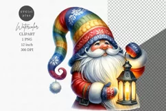 Gnome clipart, Christmas clipart, Lantern clipart, Product Image 1