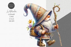 Gnome clipart, Spring clipart, Watercolor clipart Product Image 1