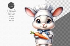 Little bunny chef clipart, Nursery clipart, Watercolor Product Image 1