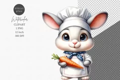 Little bunny chef clipart, Nursery clipart, Watercolor Product Image 1