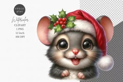 Baby mouse clipart, Christmas clipart, Watercolor clipart Product Image 1