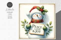 Snowman clipart, Christmas clipart, Peace Love Joy Product Image 1