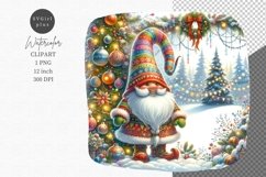 Gnome clipart, Watercolor clipart, Christmas clipart, Product Image 1