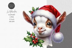 Baby goat clipart, Christmas clipart, Watercolor clipart Product Image 1