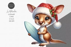 Baby kangaroo clipart, Australian animal, Christmas on beach Product Image 1