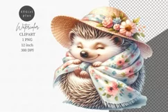 Hedgehog clipart, Spring clipart, Watercolor clipart Product Image 1