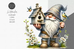 Gnome clipart, Spring clipart, Birdhouse clipart Product Image 1