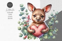 Baby kangaroo clipart, Valentines Day clipart, Heart clipart Product Image 1
