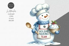 Snowman baking clipart, Christmas clipart, Winter clipart Product Image 1
