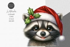 Baby raccoon clipart, Christmas clipart, Raccoon clipart Product Image 1