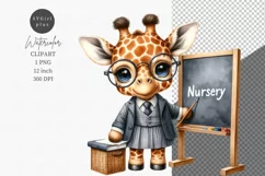Little giraffe teacher clipart, Nursery clipart, Product Image 1