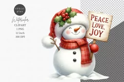 Snowman clipart, Christmas clipart, Peace Love Joy Product Image 1