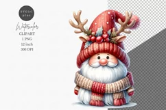 Gnome reindeer clipart, Christmas clipart, Watercolor Product Image 1
