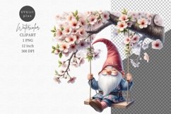 Gnome clipart, Spring clipart, On the swing Product Image 1
