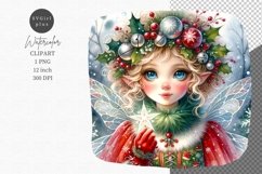 Christmas fairy clipart, Watercolor clipart, Fairy clipart Product Image 1