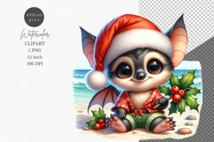 Baby bat clipart, Australian animal, Christmas on beach Product Image 1