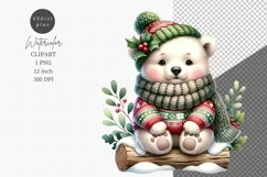 Polar bear clipart, Christmas clipart, Winter clipart Product Image 1