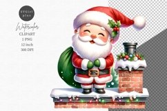 Santa clipart, Christmas clipart, Watercolor clipart Product Image 1