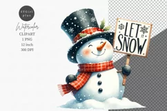 Snowman clipart, Merry Christmas clipart, Let it snow Product Image 1