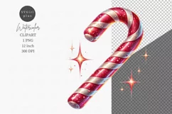 Candy cane clipart, Watercolor clipart, Christmas clipart Product Image 1