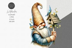 Gnome clipart, Spring clipart, Birdhouse clipart Product Image 1