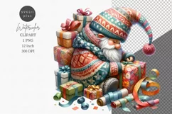 Gnome with gifts clipart, Christmas clipart, Gnome Product Image 1