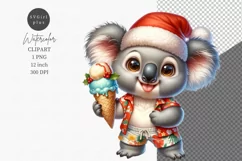 Baby koala clipart, Australian animal, Christmas on beach Product Image 1