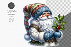 Gnome clipart, Christmas clipart, Holly clipart Product Image 1