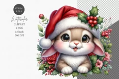 Bunny clipart, Christmas clipart, Watercolor clipart Product Image 1
