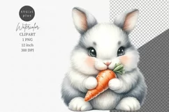 Baby bunny clipart, Watercolor clipart, Easter clipart Product Image 1