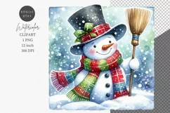 Snowman clipart, Christmas clipart, Watercolor clipart Product Image 1